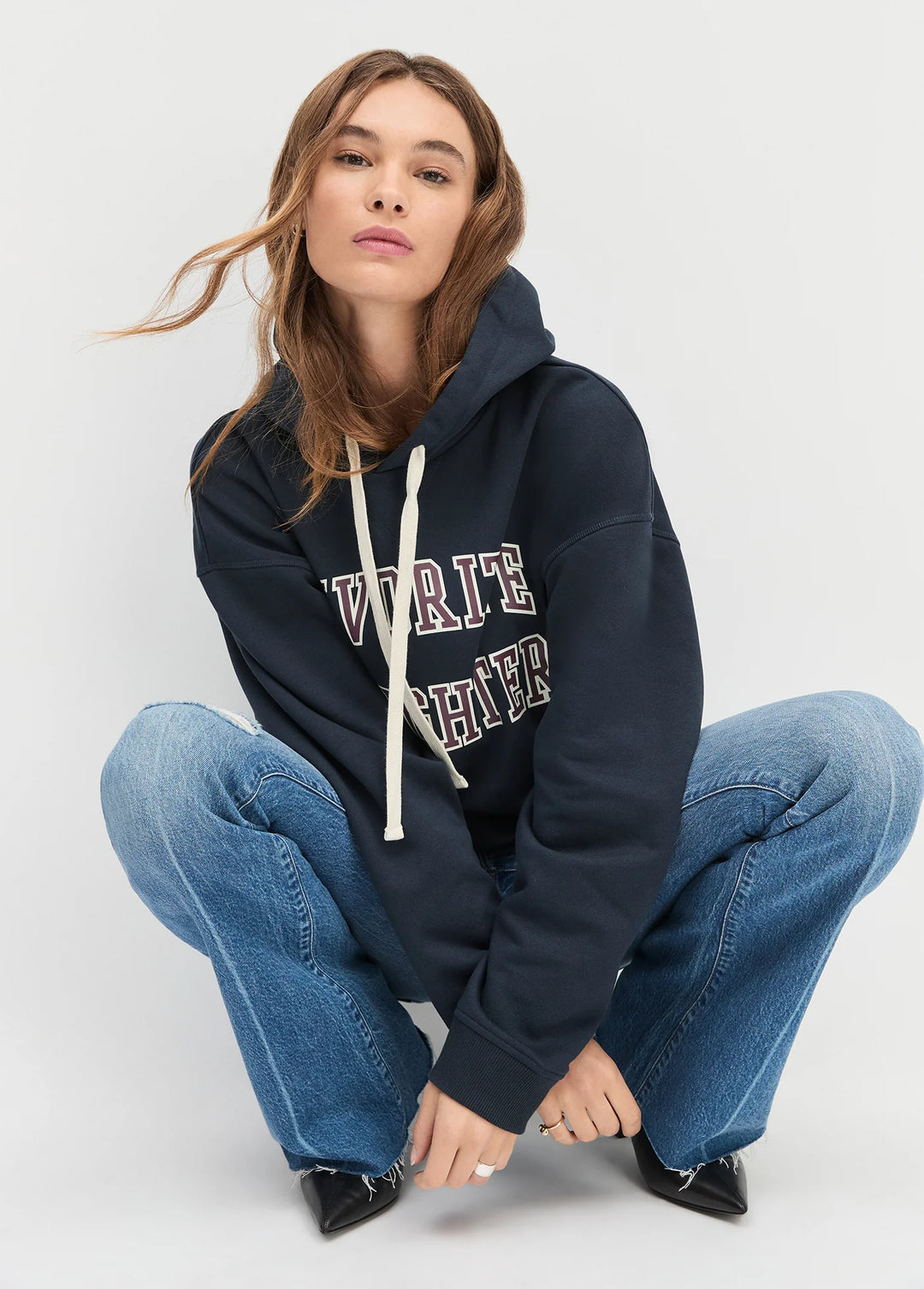 Favorite Daughter Collegiate Hoodie - Navy & Burgandy