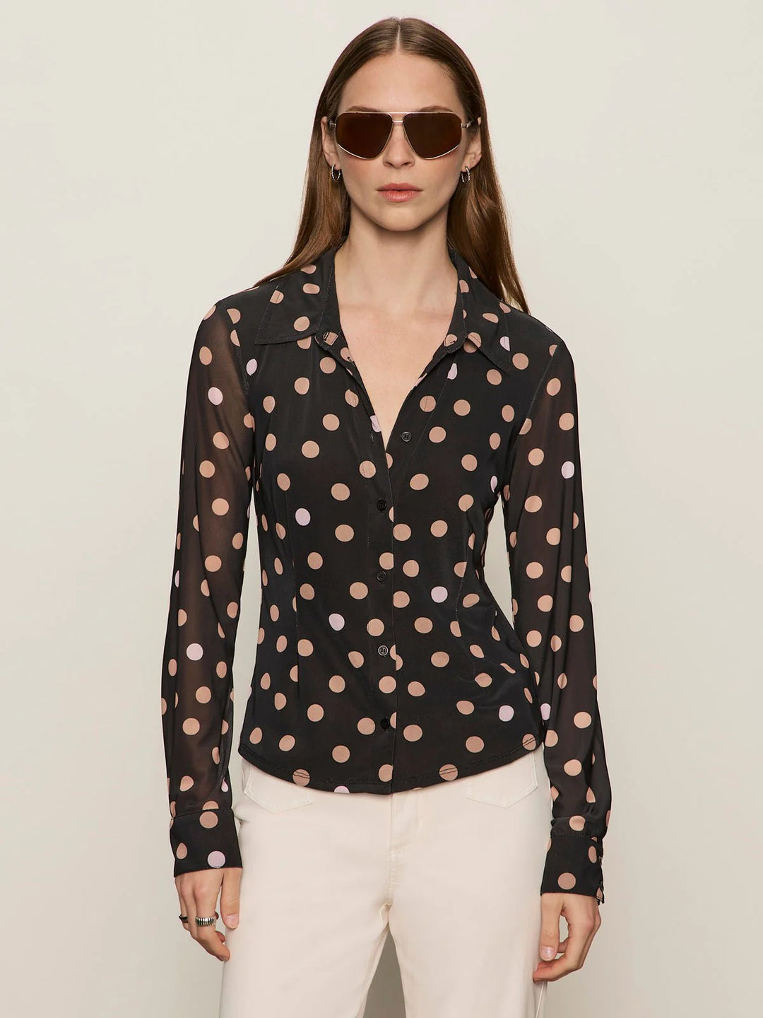 Sanctuary Fitted Mesh Button Down