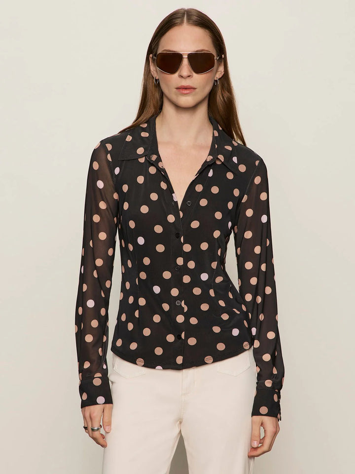 Sanctuary Fitted Mesh Button Down