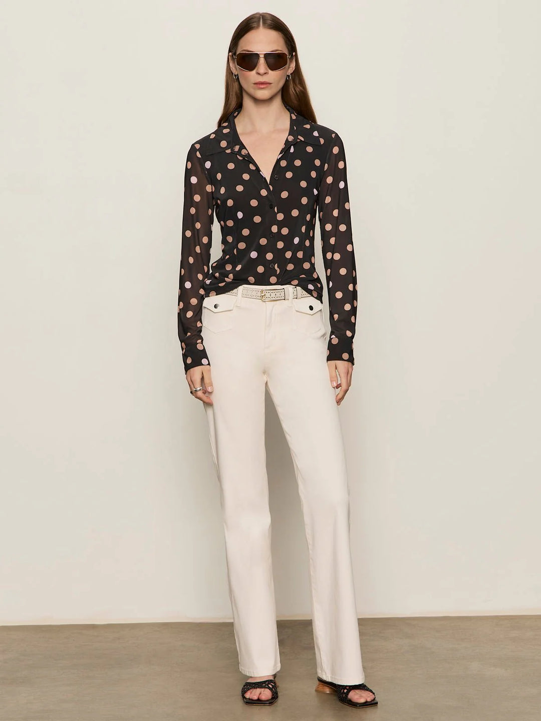 Sanctuary Fitted Mesh Button Down