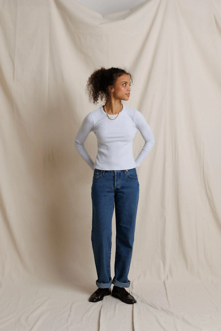 Perfectwhitetee Flora Long Sleeve Rib Tee
