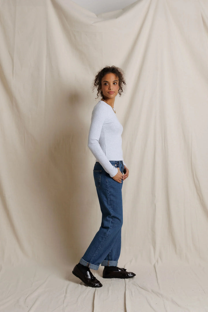 Perfectwhitetee Flora Long Sleeve Rib Tee