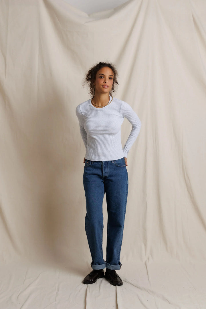 Perfectwhitetee Flora Long Sleeve Rib Tee