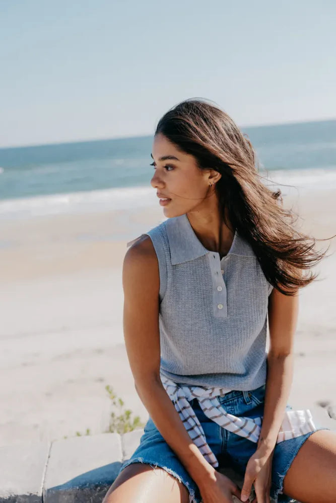 perfectwhitetee Fran Pointelle Polo Tank