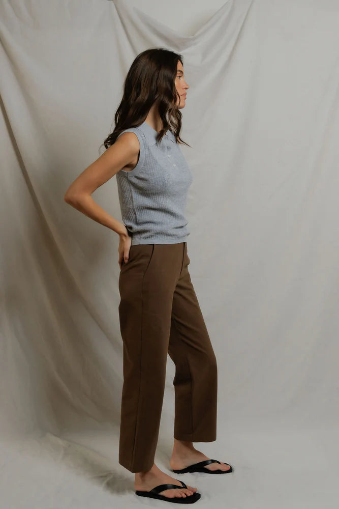 perfectwhitetee Fran Pointelle Polo Tank