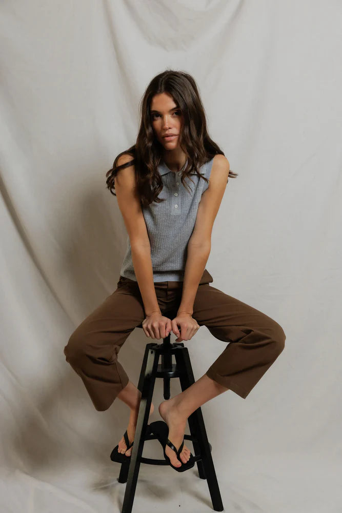 perfectwhitetee Fran Pointelle Polo Tank