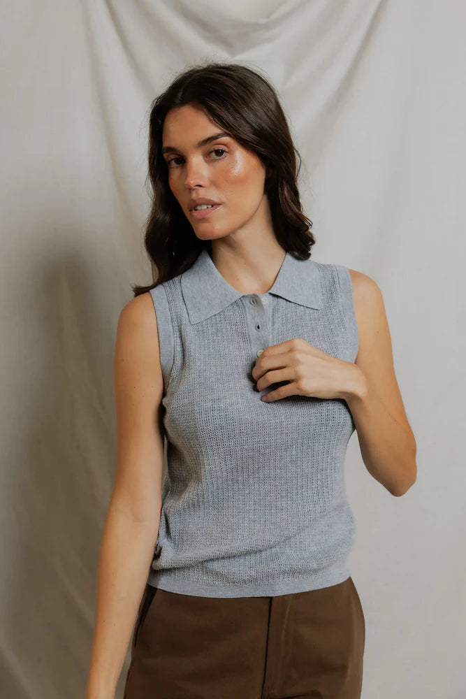 perfectwhitetee Fran Pointelle Polo Tank