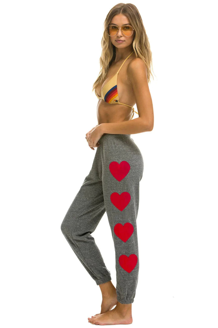 Aviator Nation 4 HEART STITCH SWEATPANTS - Heather Grey