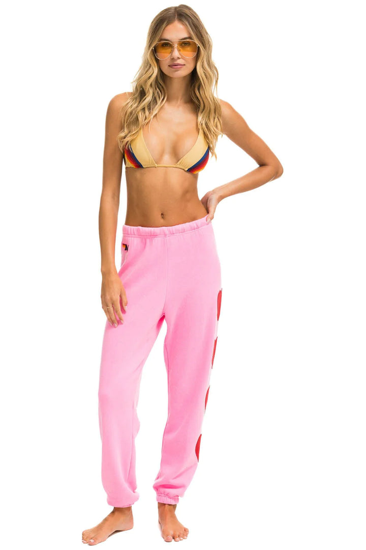 Aviator Nation 4 HEART STITCH SWEATPANTS - NEON PINK