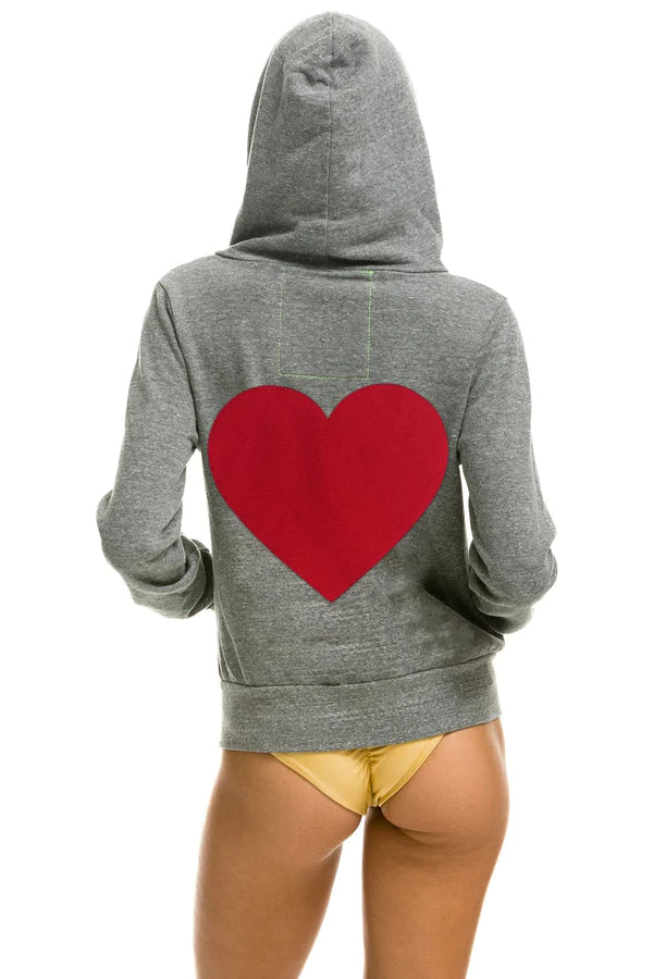 Aviator Nation HEART STITCH ZIP HOODIE - Heart Grey