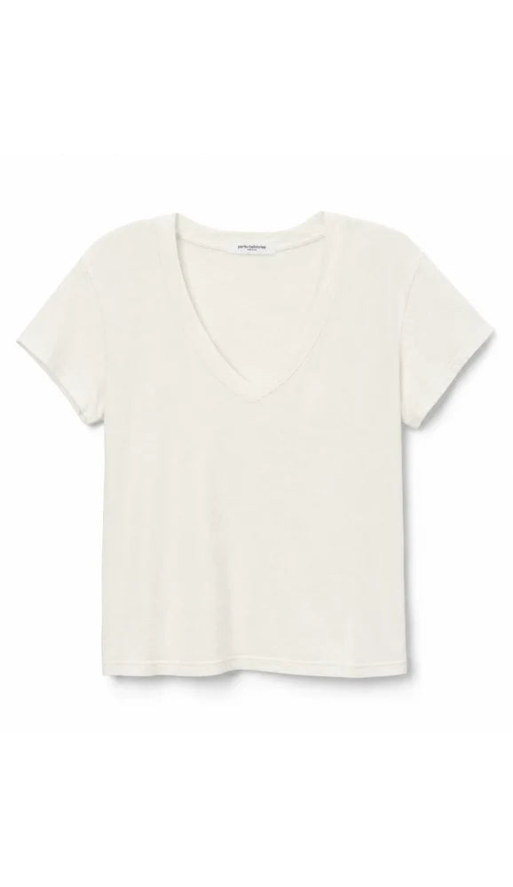 PERFECTWHITETEE Hendrix Cotton Boxy V Neck Tee