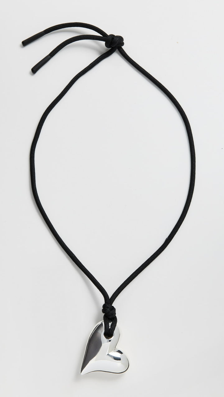 Jenny Bird Art Heart On A String Necklace Silver/Black