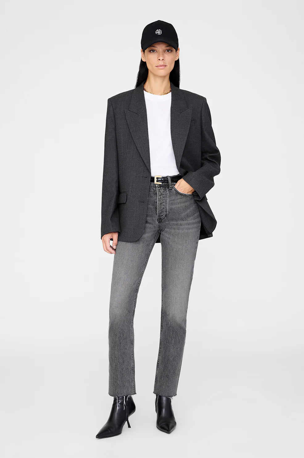 Anine Bing Jeremy Baseball Cap Black Denim