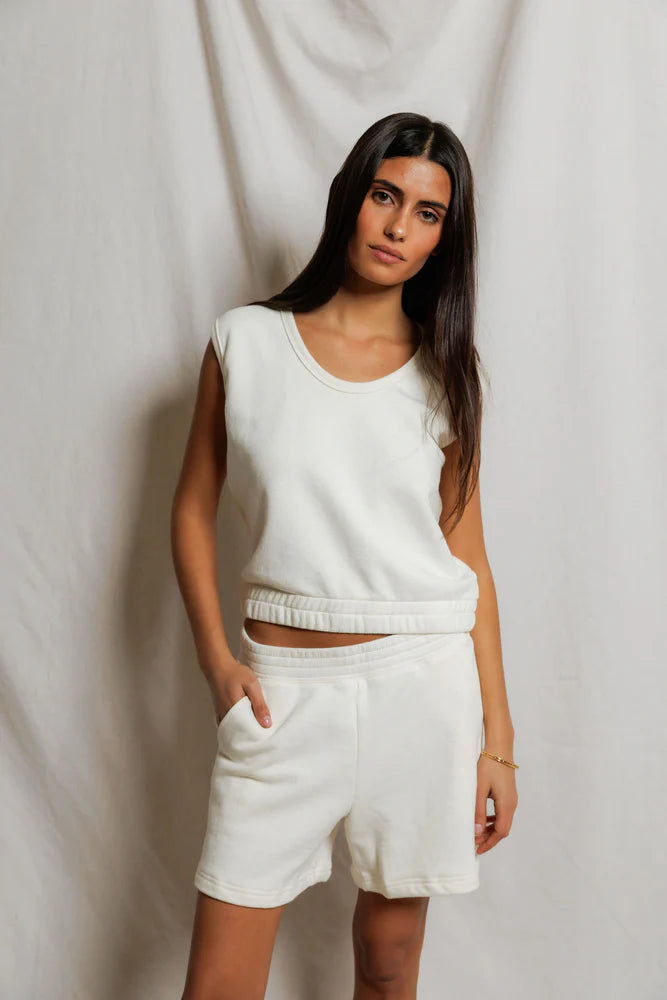 PERFECTWHITETEE Joy French Terry Scoop Tank -Bright Ivory