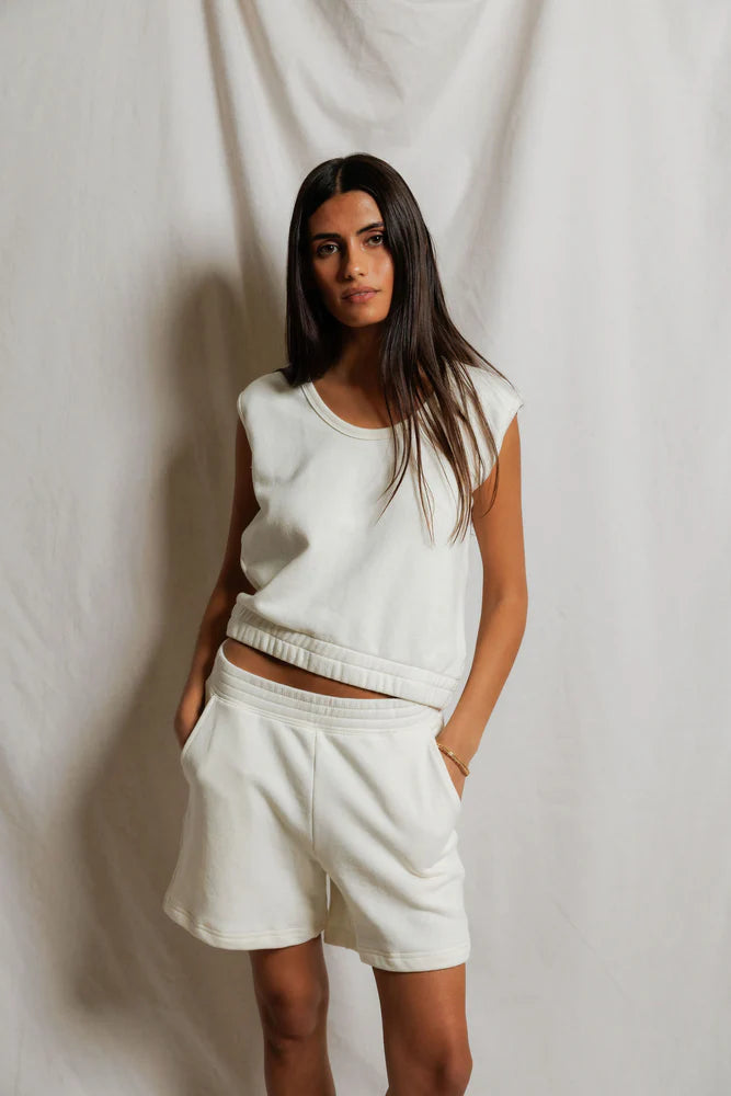 PERFECTWHITETEE Joy French Terry Scoop Tank -Bright Ivory