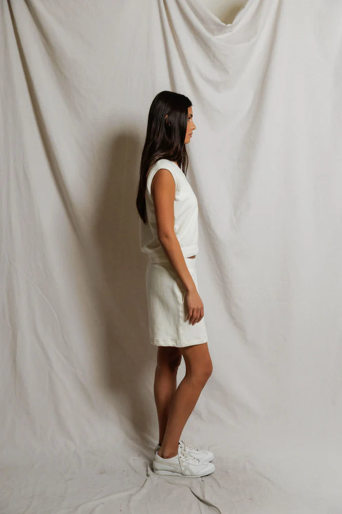 PERFECTWHITETEE Joy French Terry Scoop Tank -Bright Ivory