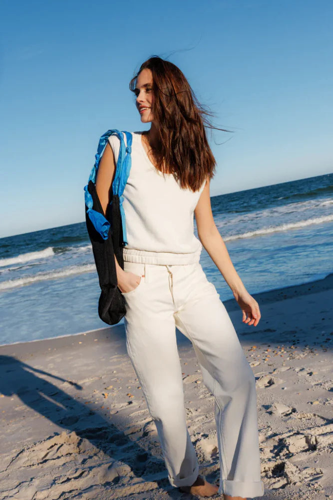 PERFECTWHITETEE Joy French Terry Scoop Tank -Bright Ivory