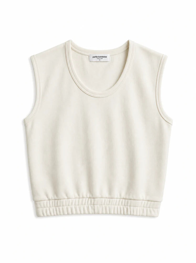 PERFECTWHITETEE Joy French Terry Scoop Tank -Bright Ivory