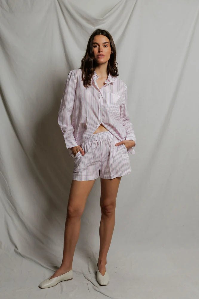 perfectwhitetee Julie Poplin Linen Shorts
