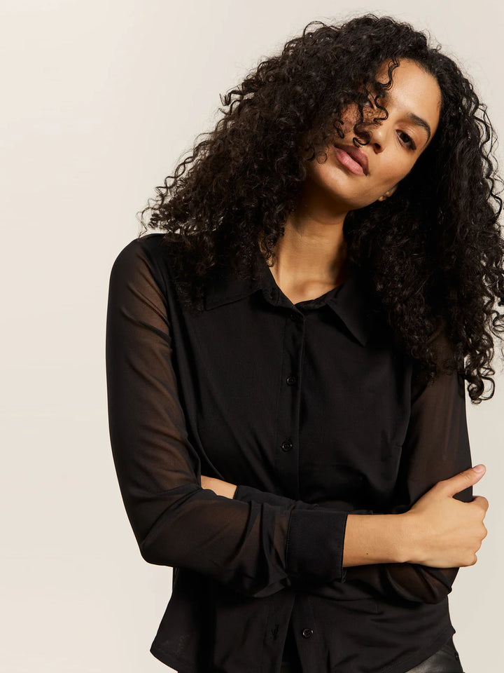 Sanctuary Fitted Mesh Button Down