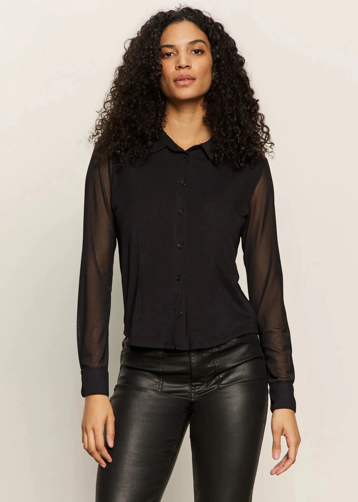 Sanctuary Fitted Mesh Button Down