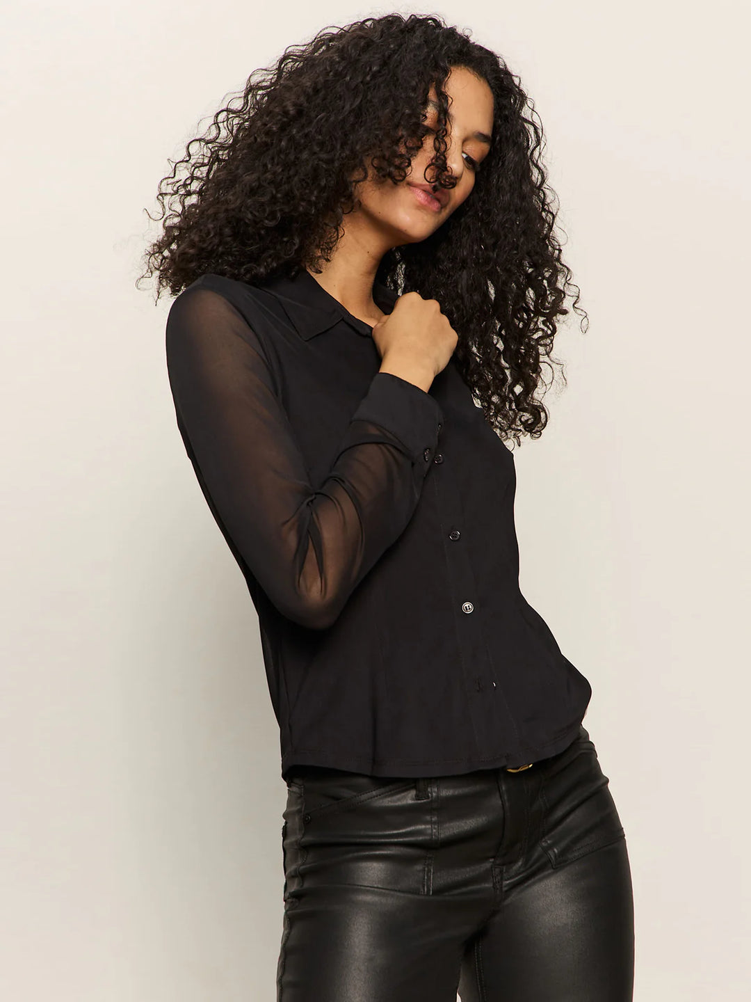 Sanctuary Fitted Mesh Button Down