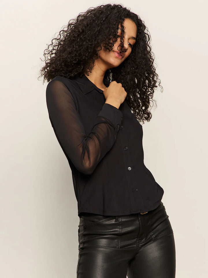 Sanctuary Fitted Mesh Button Down