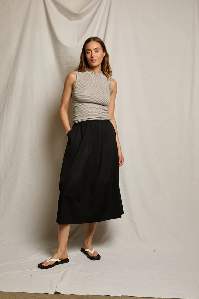 PERFECTWHITETEE Minka Poplin A-Line Skirt With Pockets