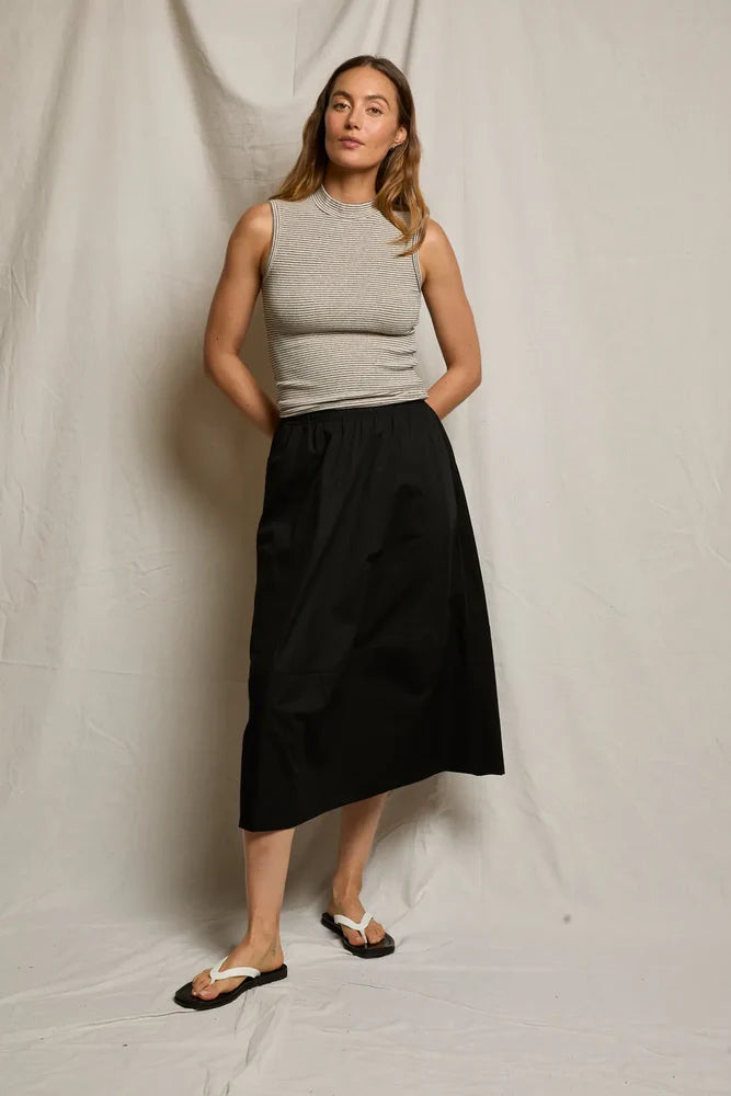 PERFECTWHITETEE Minka Poplin A-Line Skirt With Pockets