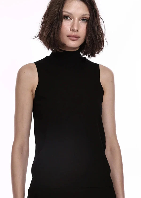 Minnie Rose Viscose Mock Neck Top Black