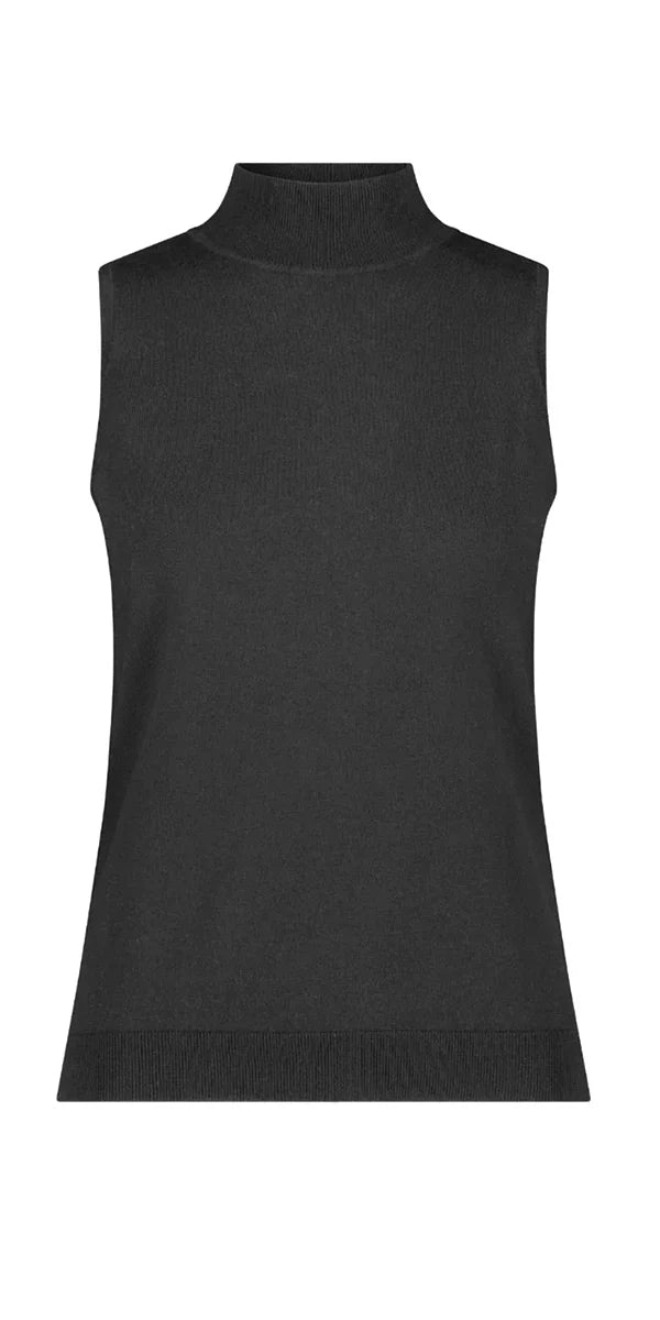 Minnie Rose Viscose Mock Neck Top Black