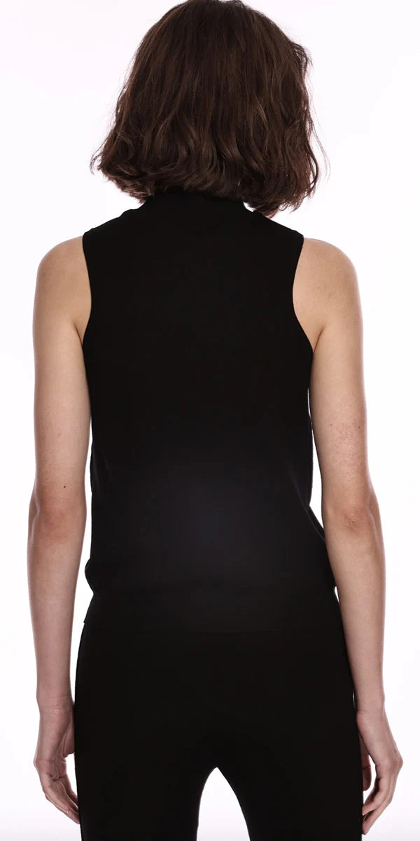Minnie Rose Viscose Mock Neck Top Black