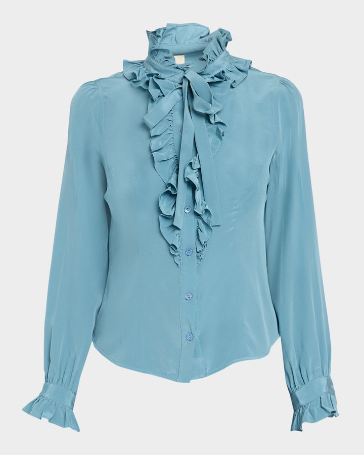Ulla Johnson Catroux LS Silk Blouse Heron