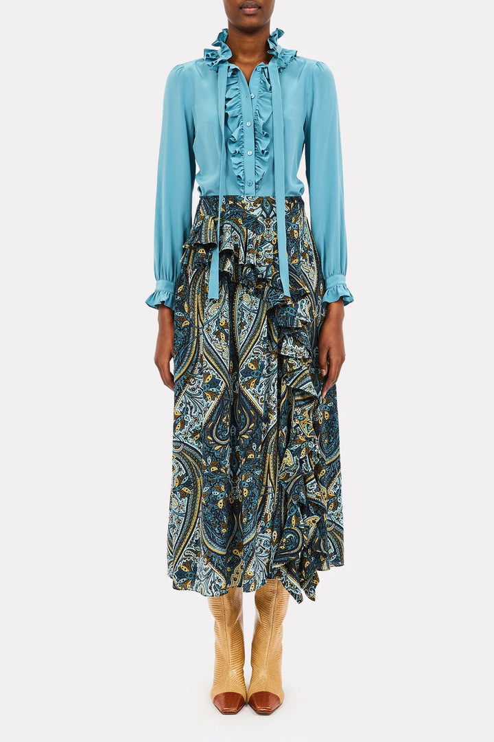 Ulla Johnson Catroux LS Silk Blouse Heron