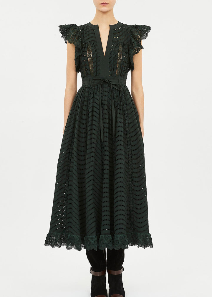 Ulla Johnson Olga Flutter Sleeve Midi Dress