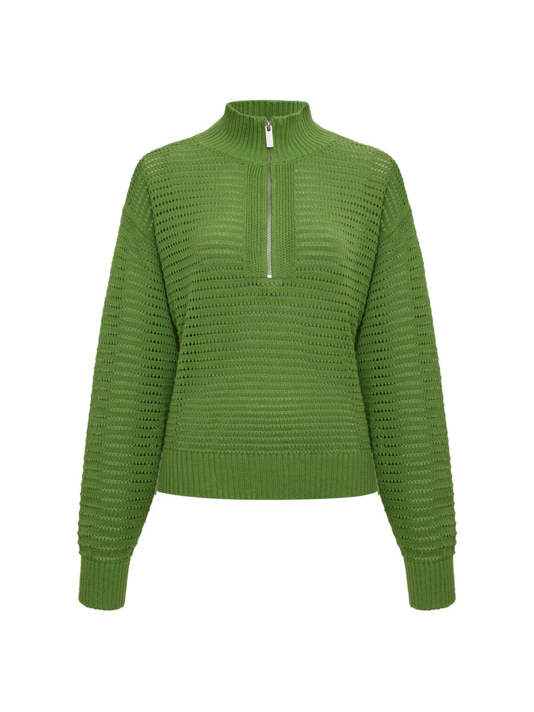 Sanctuary Open Knit 1/2 Zip Sweater Detox Green - EQUATION 