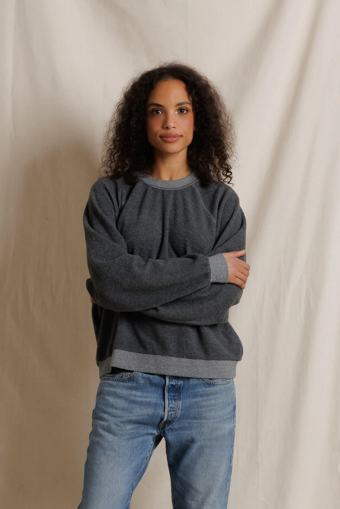 Perfectwhitetee Oversized Ziggy Sweatshirt -Dark Heather Grey