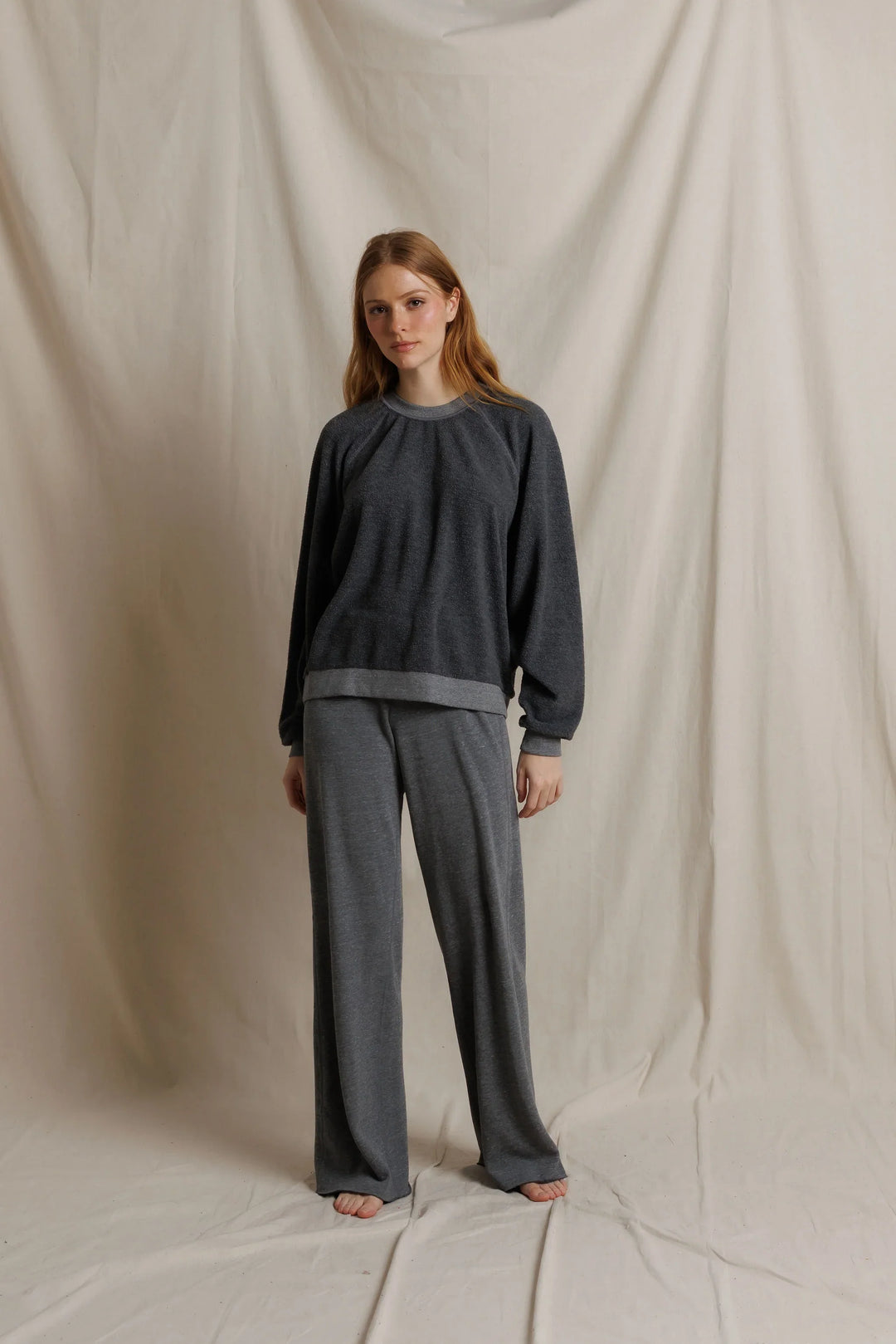 perfectwhitetee Marley Fleece Wide Leg Sweatpants - Heather Grey