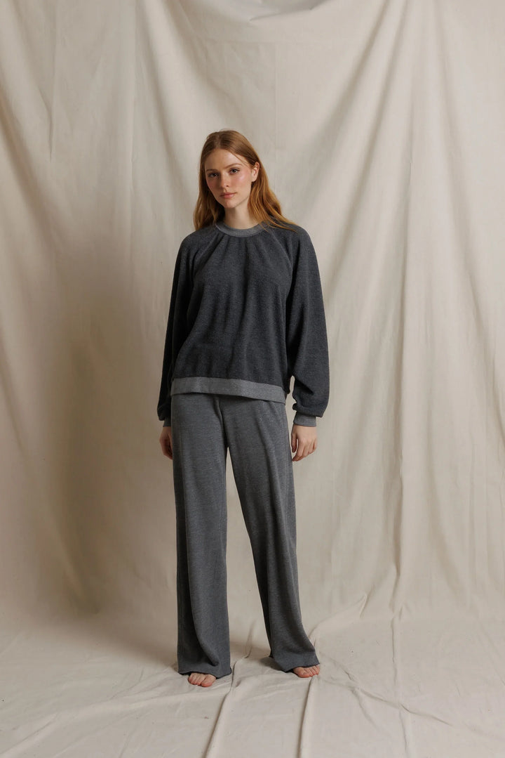 perfectwhitetee Marley Fleece Wide Leg Sweatpants - Heather Grey