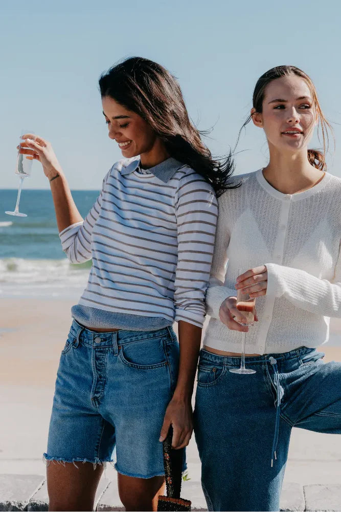 perfectwhitetee Parker Stripe Long Sleeve Tee