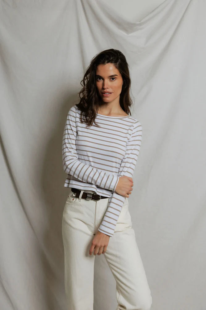 perfectwhitetee Parker Stripe Long Sleeve Tee