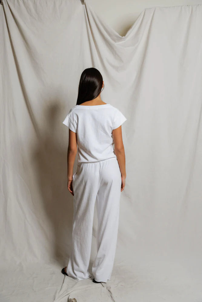 PERFECTWHITETEE Pearl Japanese Jersy V Neck Top