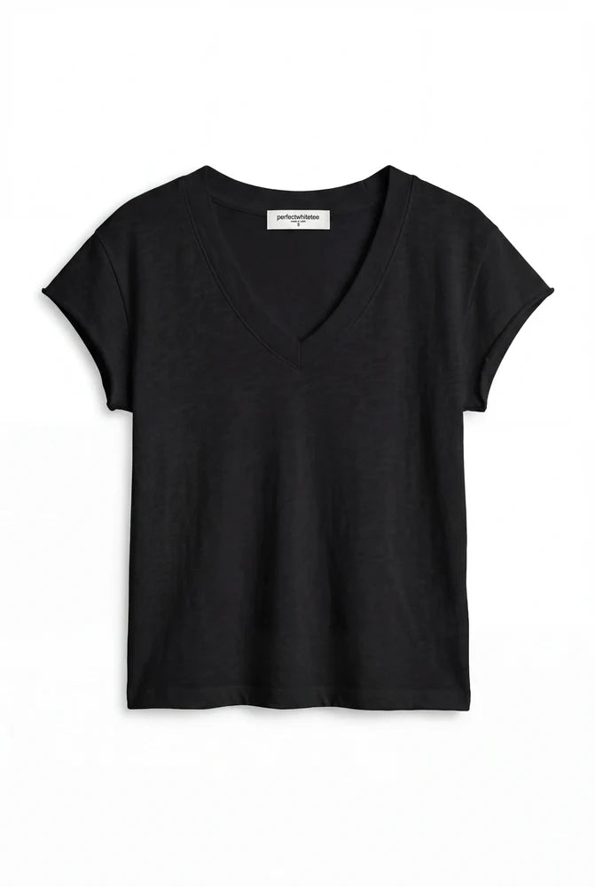 PERFECTWHITETEE Pearl Japanese Jersy V Neck Top