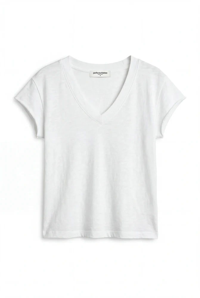 PERFECTWHITETEE Pearl Japanese Jersy V Neck Top
