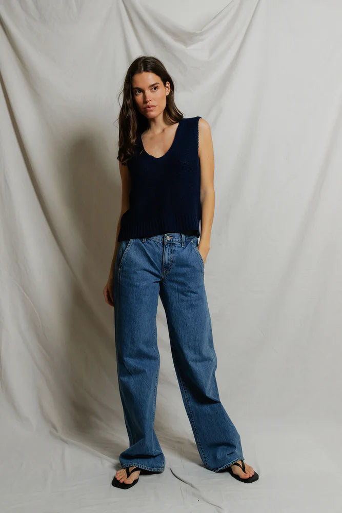 PERFECTWHITETEE Peggy U Neck Sweater-Navy