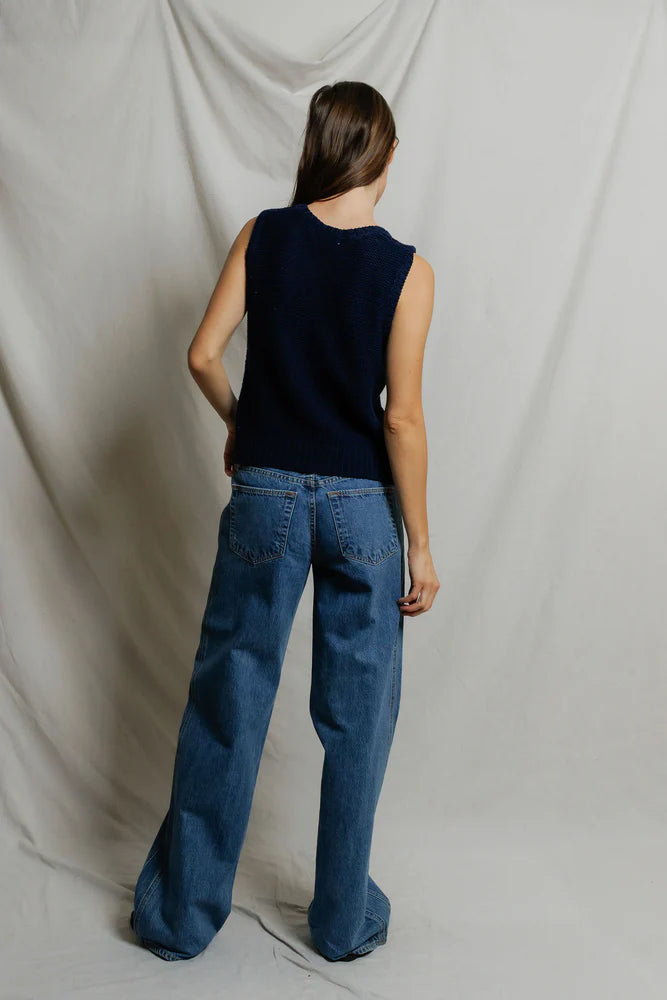 PERFECTWHITETEE Peggy U Neck Sweater-Navy