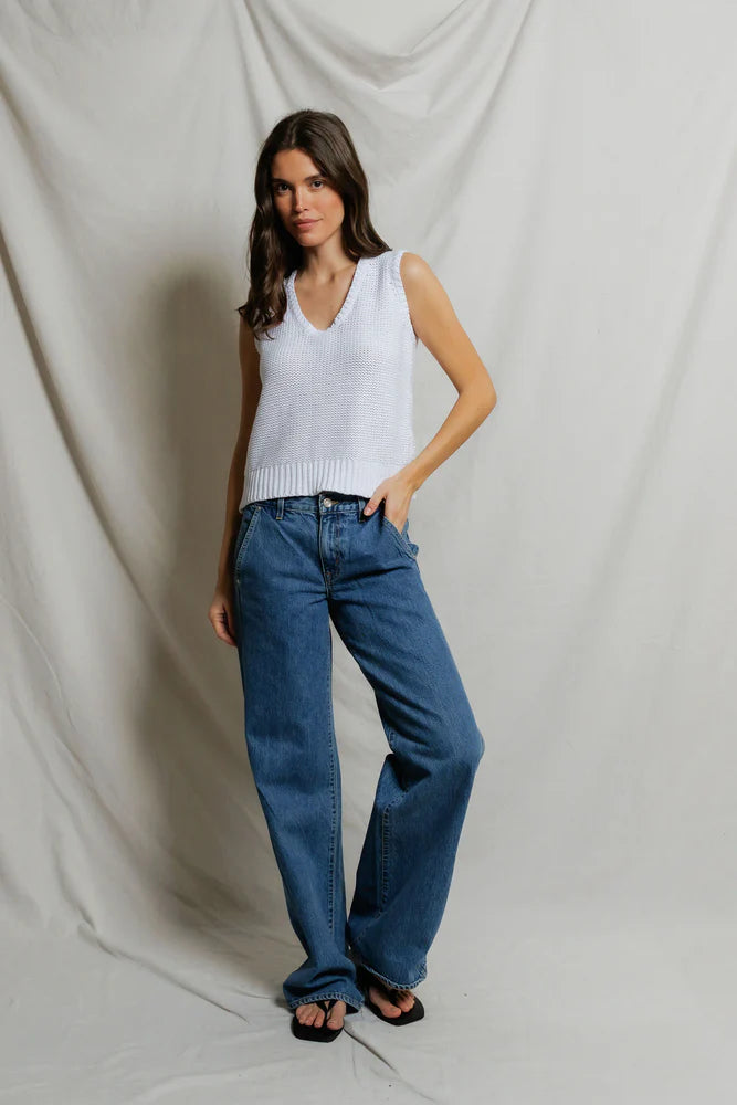 PERFECTWHITETEE Peggy U Neck Sweater-White