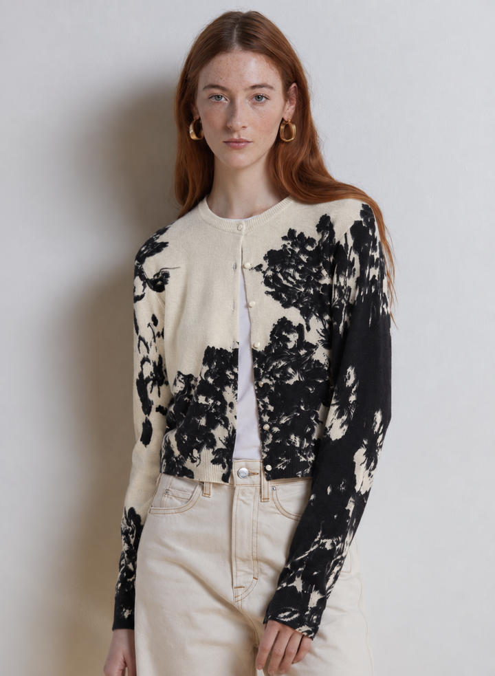 Autumn Cashmere Placed Floral Cardigan