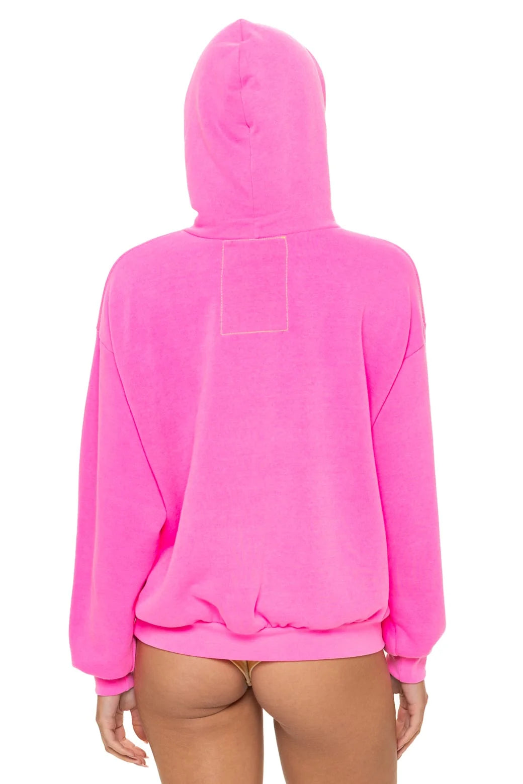 Aviator Nation 5 Stripe Relaxed Pullover Hoodie- Neon Pink