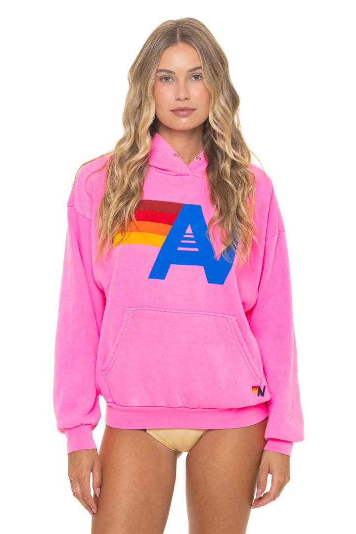 Aviator Nation Relaxed Logo Pullover Hoodie Neon Pink